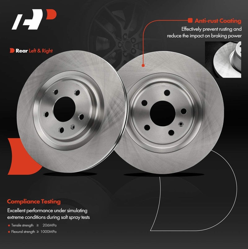 A-Premium A-Premium 12.99 inch (330mm) Rear Vented Disc Brake Rotors Compatible with Select Audi and Porsche Models - A4 2017-2021, A4/A6 allroad, A4/A8 Quattro, Q5/Q7, A5/A6/A7, S4/S5/S7, SQ5, Macan, 2-PC Set  - Image 2