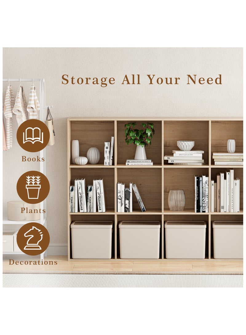 DOOHWAN 11in Cube Storage Organizer with Closed Back - Wooden Bookshelf Display Cubes for Home, Office, Closet Cabinet Organizer Shelf - Image 3