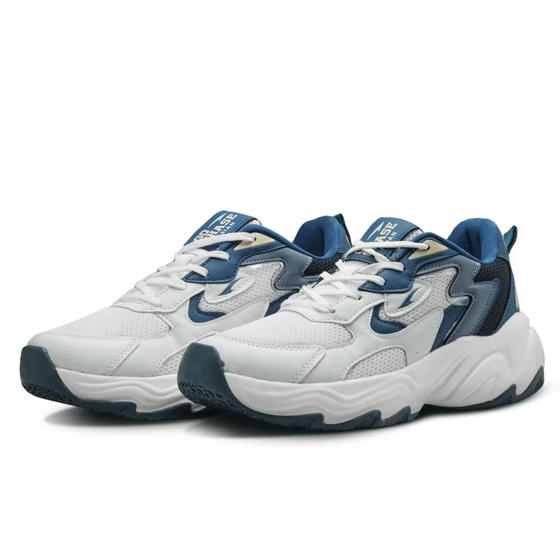 Asian Men's White and Blue Running Shoes for Sports and Gym
