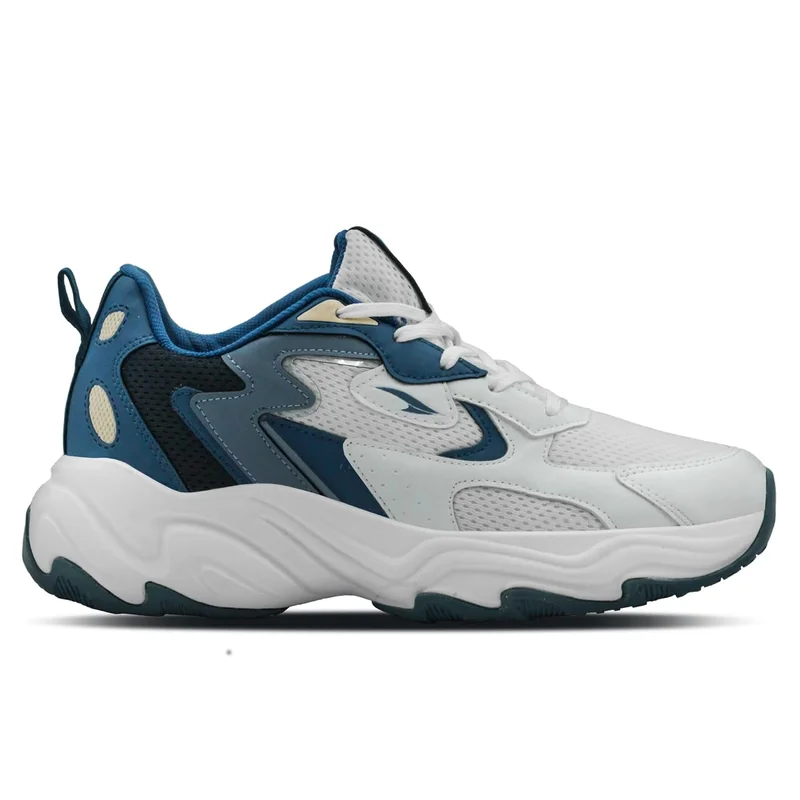 Asian Men's White and Blue Running Shoes for Sports and Gym