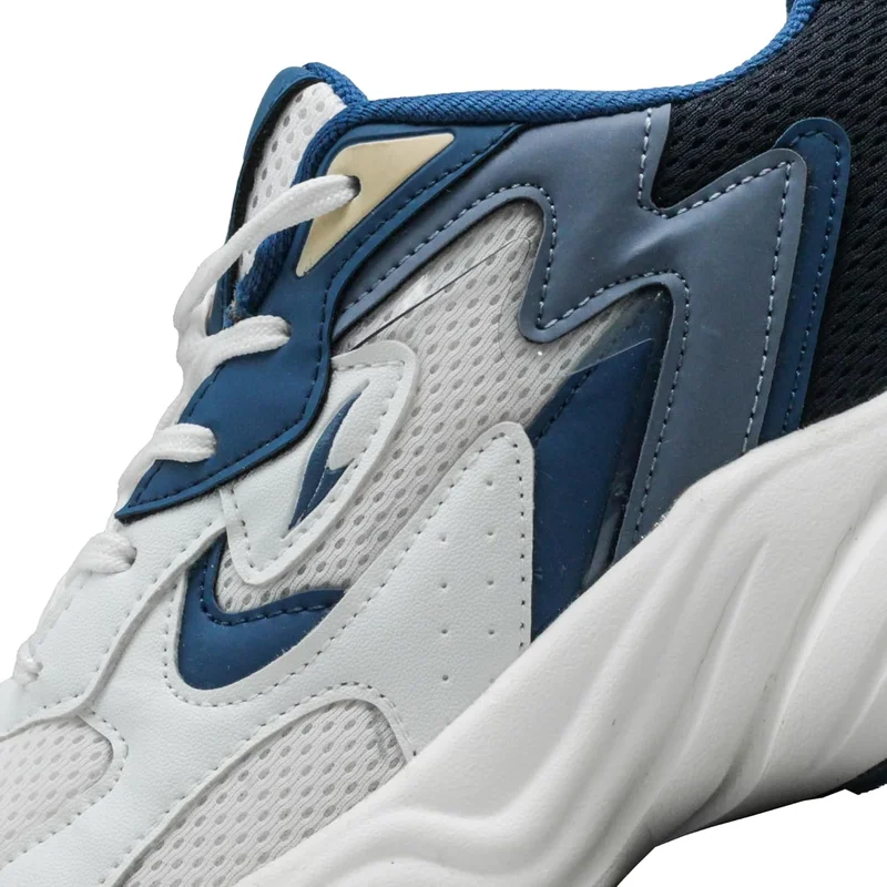 Asian Men's White and Blue Running Shoes for Sports and Gym