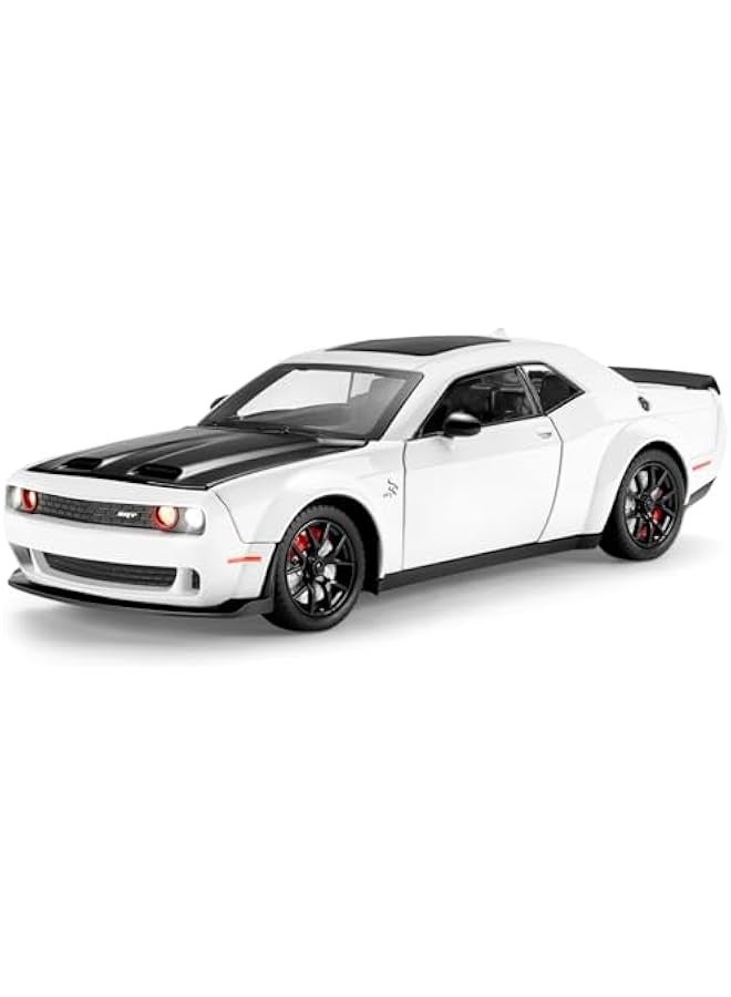 Hellcat Toy Cars for Boys Age 3-12 1:24 Dodge Challenger SRT Demon Car Toys Diecast Metal Car Model with Light & Sound Collectable Muscle Super Cars for Kids (White) - Image 1