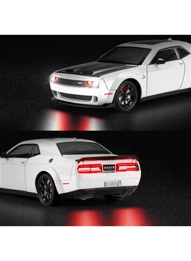 Hellcat Toy Cars for Boys Age 3-12 1:24 Dodge Challenger SRT Demon Car Toys Diecast Metal Car Model with Light & Sound Collectable Muscle Super Cars for Kids (White) - Image 5