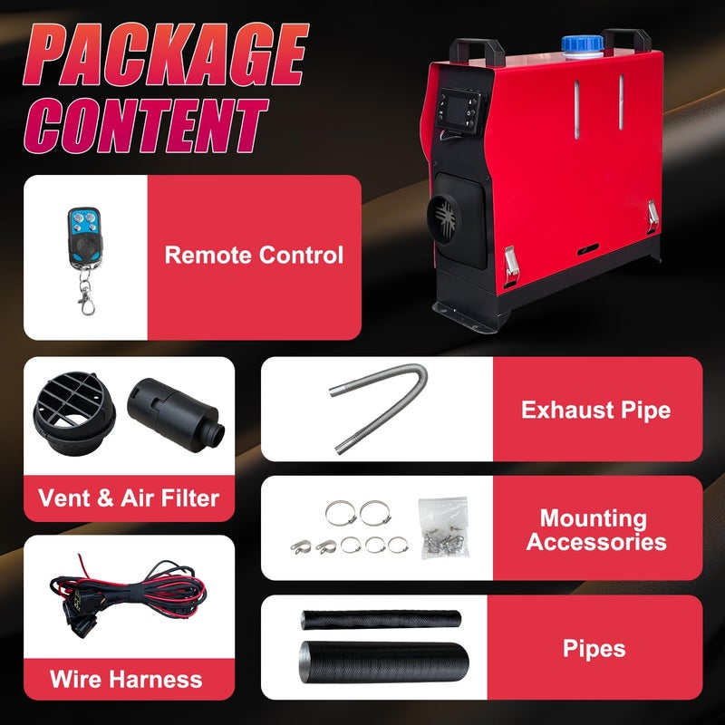 Triclicks Diesel Air Heater All in One 12V 5-8KW Parking Heater Diesel Night Heater with LCD Display Remote Control 5L Tank For Truck, Boat, Car Trailer, Motorhomes, Campervans, Caravas - Image 5