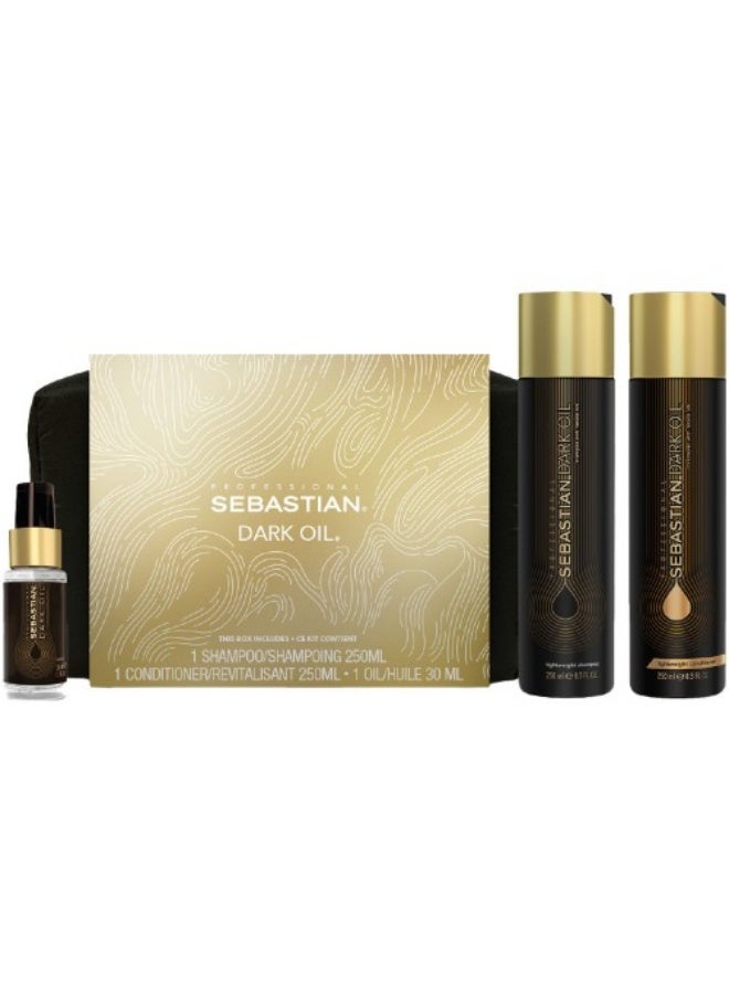 سيباستيان بروفيشنال مجموعة سيباستيان للعناية بالشعر بزيت دارك | شامبو خفيف الوزن، بلسم، وزيت تصفيف لشعر ناعم ولامع وكثيف