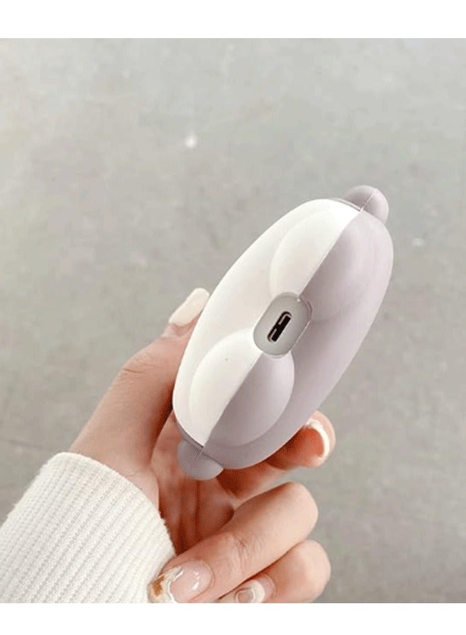 Big Mouth White Grey Shark Fish Shape Earphone Case, Stylish Cartoon Shark Soft TPU Silicone Rubber Earbud Protection Skin for Beats Studio Buds+Hook - Image 4