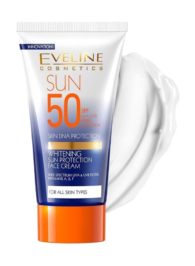 Eveline Cosmetics Whitening Sun Protection Face Cream, With Spf 50 & Skin Dna Protection 50ml - Image 1