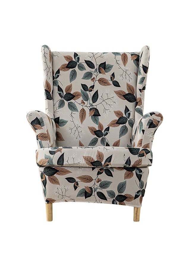 Eco-Ancheng Wingback Chair Slipcover 2 Piece Slipcovers for Wingback Chairs Jacquard Wingback Chair Covers Washable Furniture Protector with Elastic Bottom for Living Room Wingback Chairs - Image 1