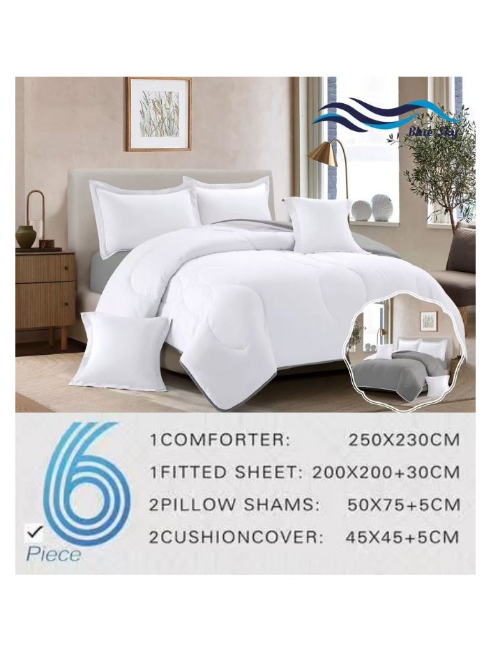 Blue Sky two-sided quilt set, two-sided mattress, consisting of 6 pieces, quilt with 6-piece filling, 100% microfiber, quilt size 230X250 cm  - Image 1