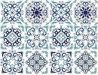 Jacklove 12 Pcs 6x6 Inch(15X15cm) Waterproof Vinyl Moroccan Tiles Sticker for Home Decor, Self-Adhesive Peel and Stick - Image 1