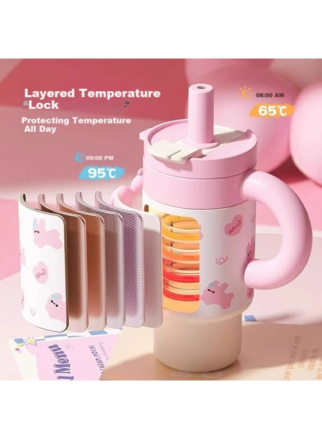 Vanow Qiaoqiao Insulated Water Bottle Large Capacity Women  New High-value Ceramic Liner Straw Tumbler - Image 4
