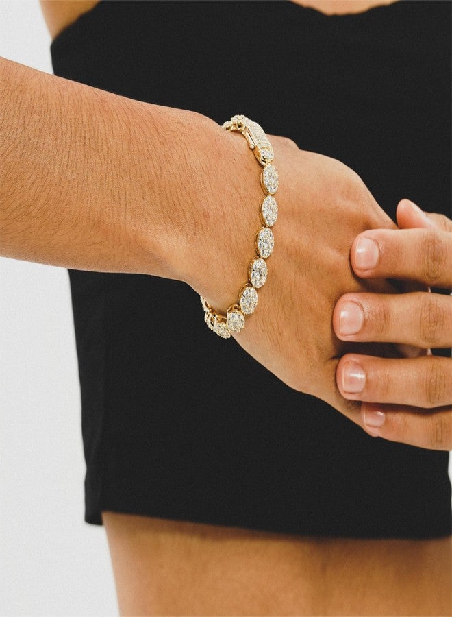 TOPGRILLZ Tennis Bracelet for Women and Men - 14K Gold Plated Brass 10mm Iced Out Cubic Zirconia Link Fashion Jewelry Pulseras Para Mujer (Golden 8") - Image 2