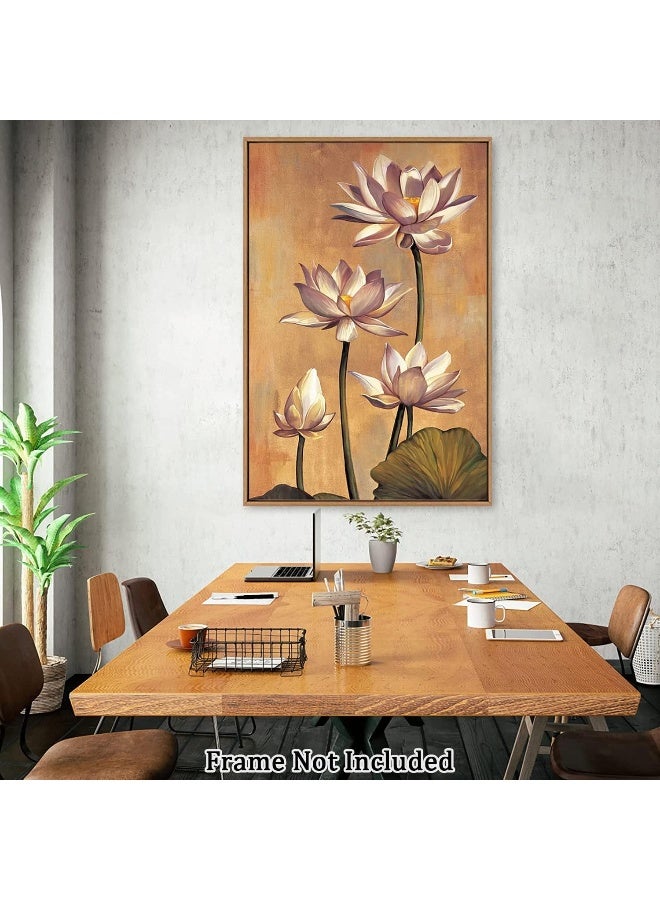 Home Trove Canvas Prints Wall Art For Home and Office Wall Decoration Watercolor Pink Lotus Canvas Artwork Print Painting Picture Pink Flower Modern Abstract Unframe Wall Art for Living Room Bedroom Kitchen  - Image 5