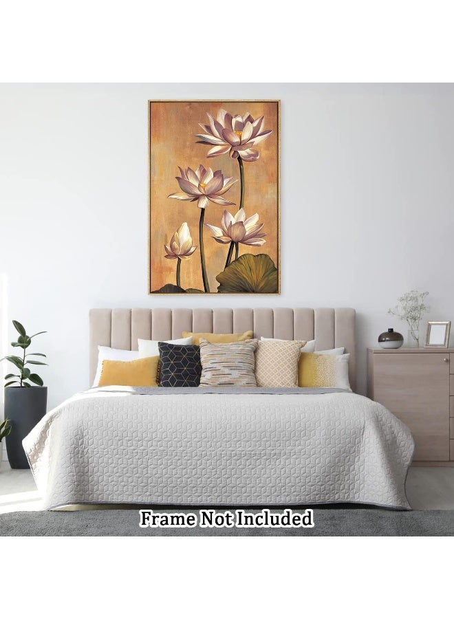 Home Trove Canvas Prints Wall Art For Home and Office Wall Decoration Watercolor Pink Lotus Canvas Artwork Print Painting Picture Pink Flower Modern Abstract Unframe Wall Art for Living Room Bedroom Kitchen  - Image 3