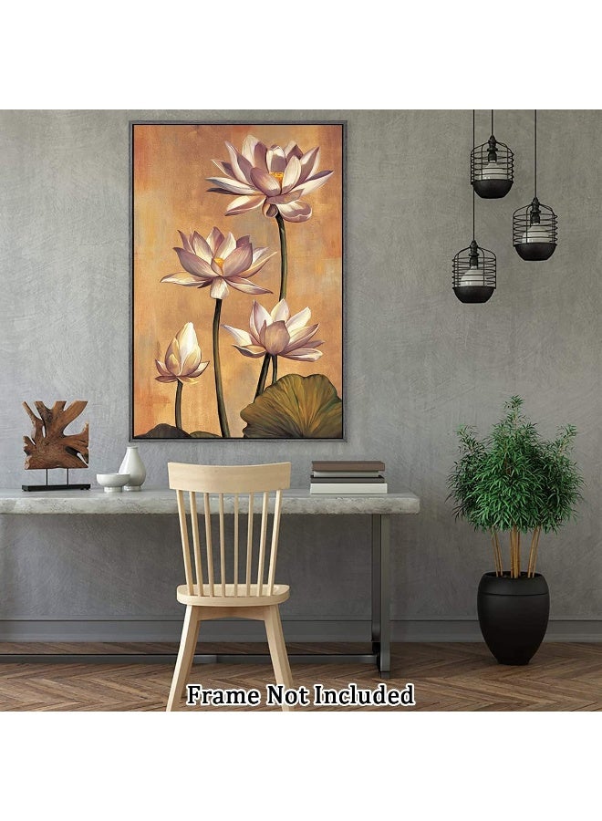 Home Trove Canvas Prints Wall Art For Home and Office Wall Decoration Watercolor Pink Lotus Canvas Artwork Print Painting Picture Pink Flower Modern Abstract Unframe Wall Art for Living Room Bedroom Kitchen  - Image 4