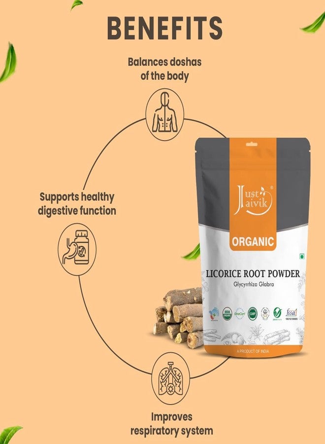 Just Jaivik Organic Licorice Root/Mulethi/Atimadhuram Podi/Athimadhura Hittu Powder 227g - USDA Organic Certified Herb - Image 3