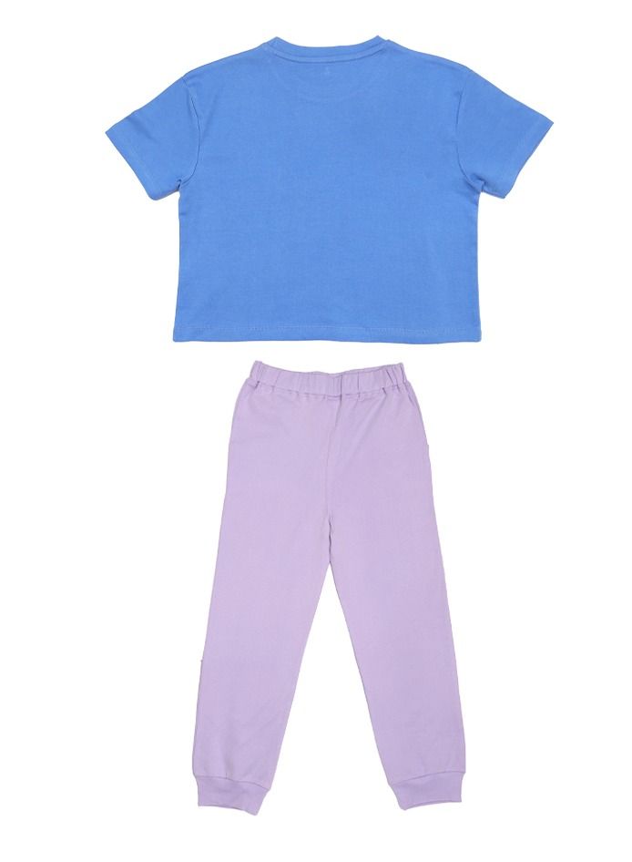 AIKO AIKO - Kids Short Sleeve Purple T-Shirt with Jogger Set 11-12Years - Image 3