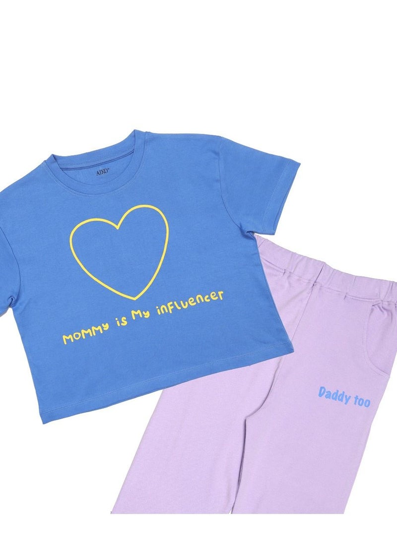 AIKO AIKO - Kids Short Sleeve Purple T-Shirt with Jogger Set 11-12Years - Image 2