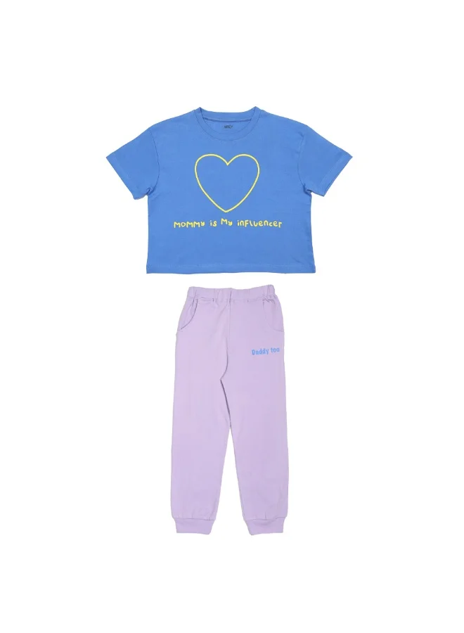 ايكو AIKO - Kids Short Sleeve Blue T-Shirt with Jogger Set