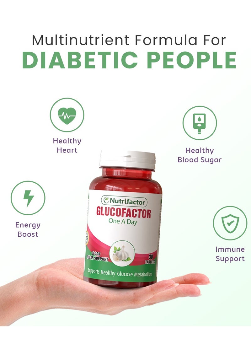 Nutrifactor - Glucofactor - With Garlic Extract Formulated to Support Healthy Metabolism and Pancreatic Function - Diabetic Support Formula, Blood Sugar Support for a Healthy Life (30 Tablets) - Image 1