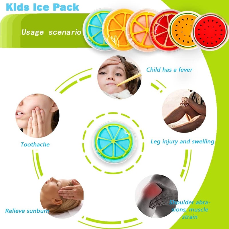 Couleurs Kids Ice Pack Hot or Cold Pack Gel Cooling Pad Reusable for Injuries Medical HealthSwelling and Pain Relief Tired Eyes Child Injury Headache Sinus Relief Fruit Ice Pack - Image 3