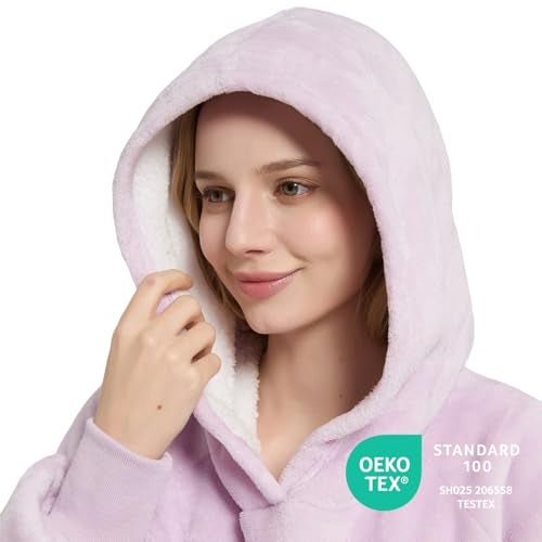 Krifey Wearable Blanket Hoodie, Oversized Sherpa Fleece Sweatshirt with Giant Pocket, Birthday Gifts for Women, Mom, Sister, Whisper Lavender - Image 2