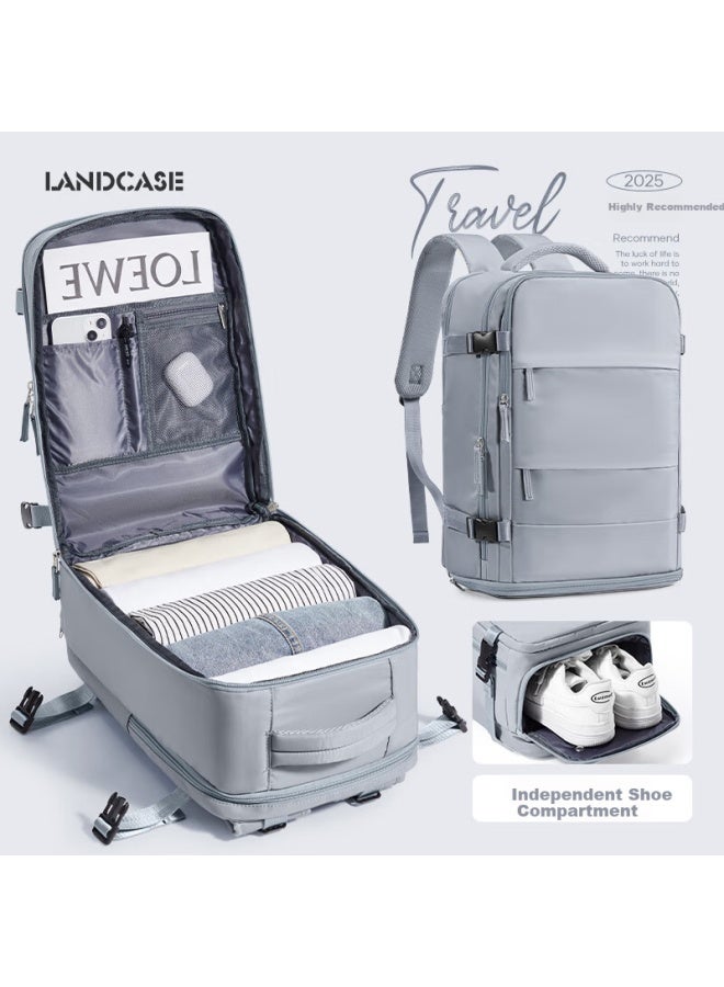 Landcase Backpack Travel Bag Men Large Capacity Double Shoulder Bag Women Multifunctional Laptop Bag Short Trip Business Luggage Bag 1637 Gray Blue