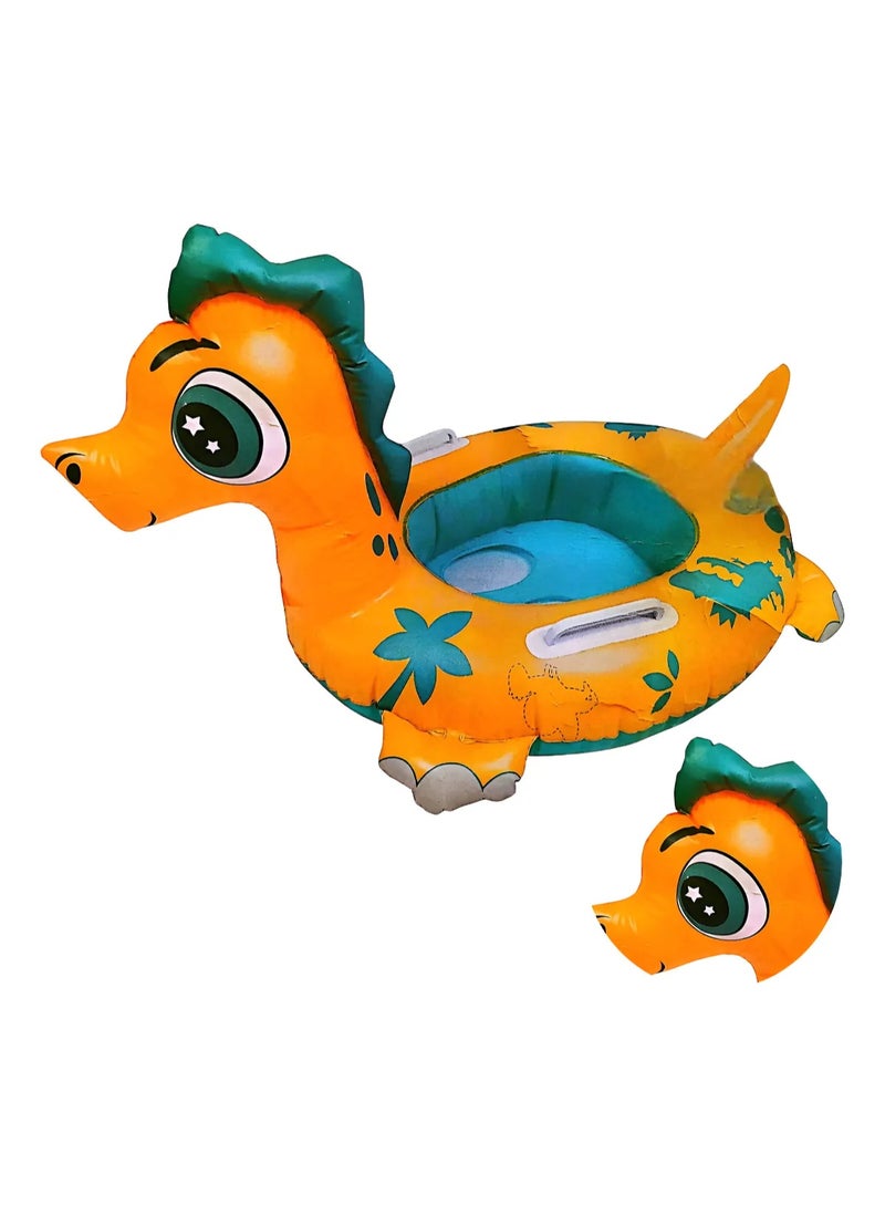 MUMS PLANET Inflatable Dinosaur Baby Swim Float – Kids Pool Float with Comfortable Seat – PVC Swimming Float for Infants & Toddlers – Pool & Beach Water Toy - Image 1