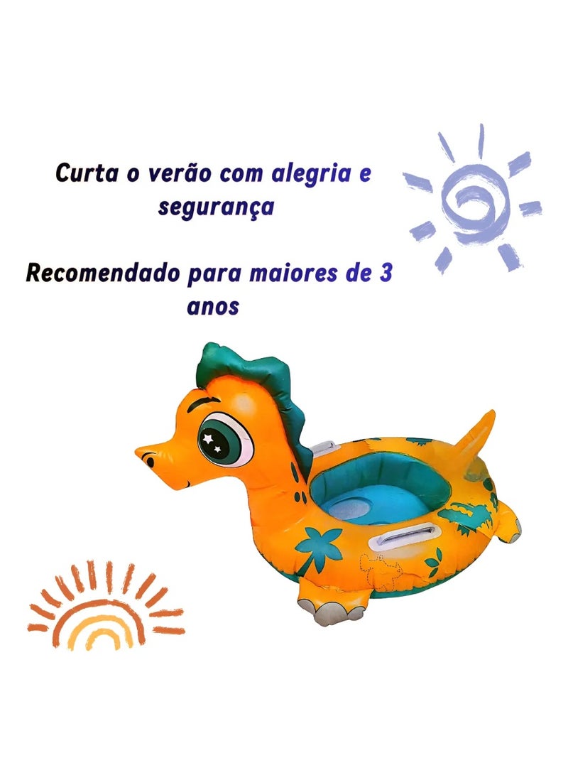 MUMS PLANET Inflatable Dinosaur Baby Swim Float – Kids Pool Float with Comfortable Seat – PVC Swimming Float for Infants & Toddlers – Pool & Beach Water Toy - Image 2