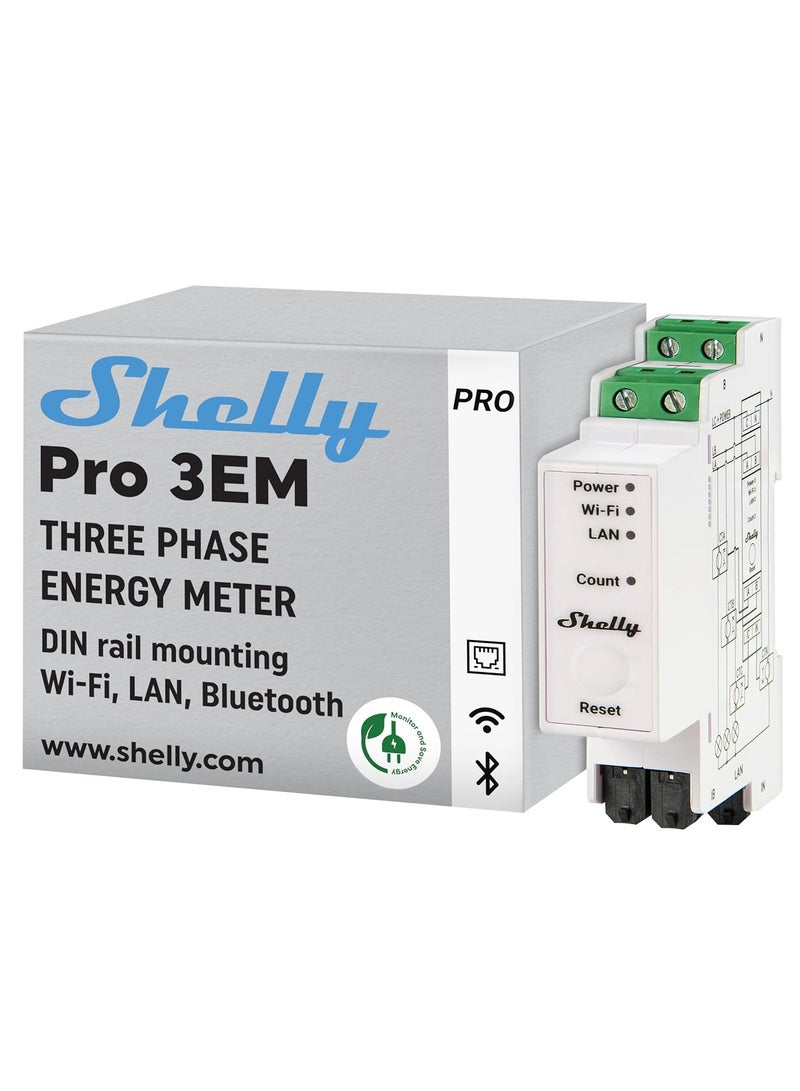 شيلي برو ٣ إي إم (١٢٠ أمبير) | واي فاي وشبكة محلية (LAN)، عداد طاقة ذكي ثلاثي المراحل | استهلاك ثنائي الاتجاه | أتمتة المنزل | بوابة بلوتوث - Image 1