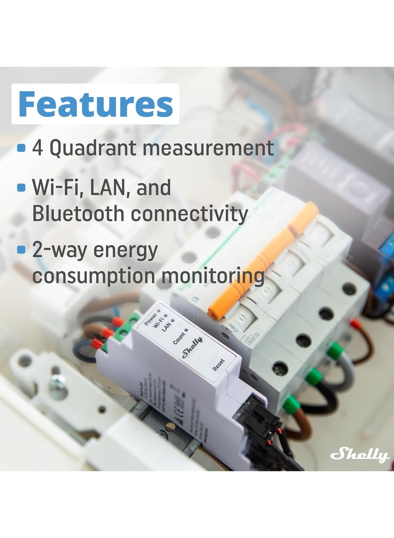 شيلي برو ٣ إي إم (١٢٠ أمبير) | واي فاي وشبكة محلية (LAN)، عداد طاقة ذكي ثلاثي المراحل | استهلاك ثنائي الاتجاه | أتمتة المنزل | بوابة بلوتوث - Image 2