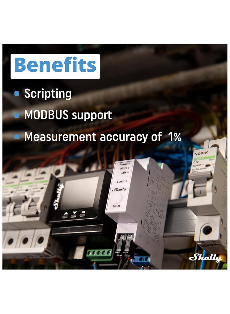 شيلي برو ٣ إي إم (١٢٠ أمبير) | واي فاي وشبكة محلية (LAN)، عداد طاقة ذكي ثلاثي المراحل | استهلاك ثنائي الاتجاه | أتمتة المنزل | بوابة بلوتوث - Image 4