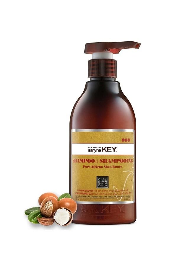 Saryna Key - Shampoo for Damaged Hair with Pure African Shea Butter - Moisturizing Shampoo for Dry Damaged Hair - Professional Keratin Treatment - Sulfate Free, No Parabens, Cruelty Free (500ml/16.9oz) - Image 1