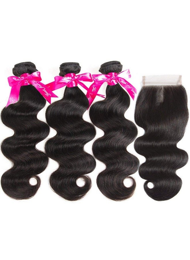 Wingirl Beauty Princess Brazilian Body Wave With Closure 10A Unprocessed Brazilian Virgin Hair 3 Bundles With Middle Part Closure Natural Black Human Hair Bundles With Closure(20 22 24With 18) - Image 3