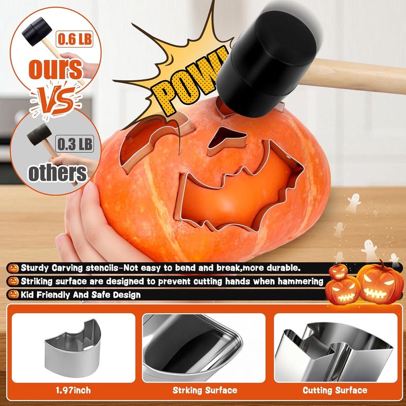 GESTONE Pumpkin Carving Kit, 30 Pcs Safe and Easy Pumpkin Carving Tools for Kids Adults DIY, includes 21 Stainless Steel Pumpkin Carving Stencils, Gift for Halloween, with 3 Carving Tools & 6 Candle Lights - Image 4