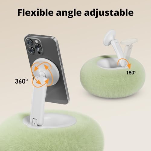 SupeDesk Magnetic Phone Pillow Stand, Phone Holder for Bed,Lap,Desk, Cozy Pillow Stand with Snack Bowl and 2 Magnetic Rings, Compatible with 3.5-7" iPhone,E-Reader, Kindle, Green - Image 3