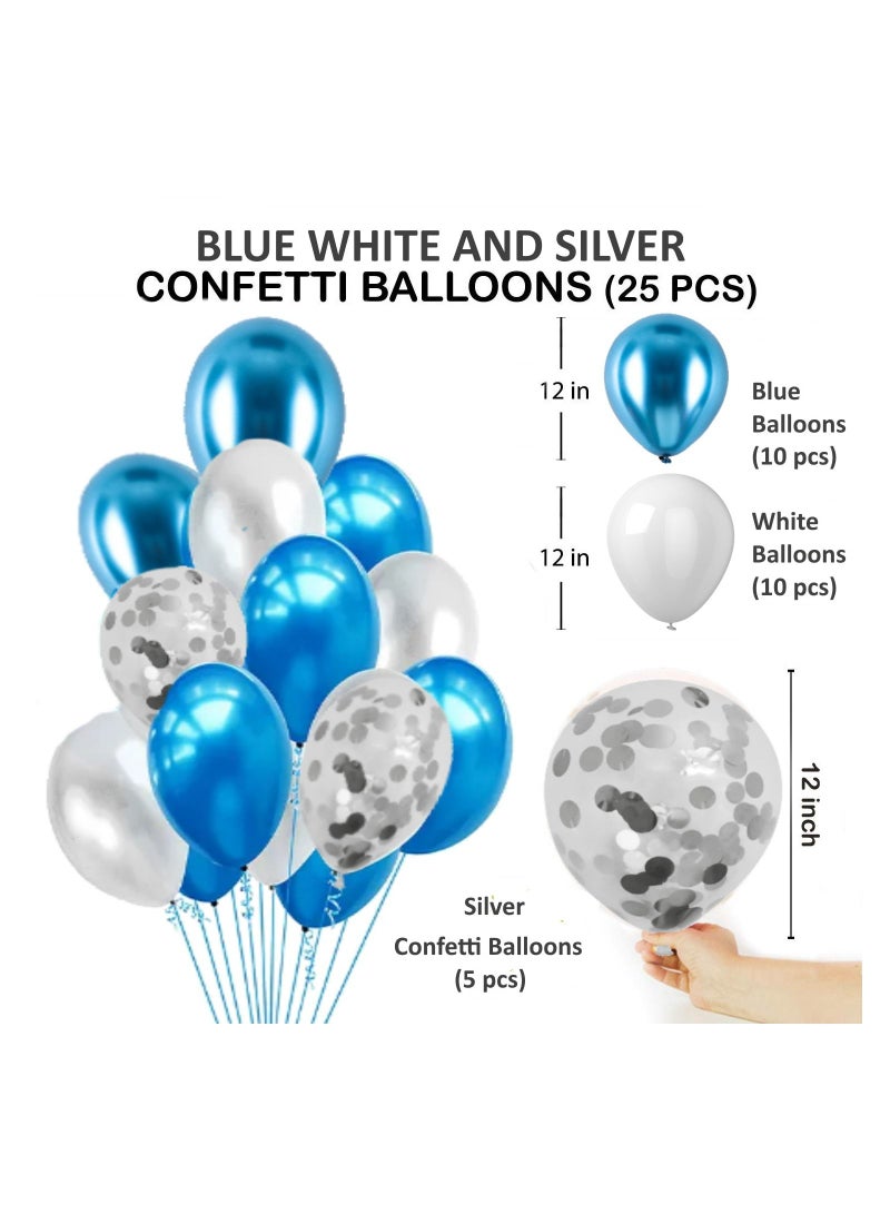 JOLLITY LLC مجموعة زينة حفلات عيد الميلاد باللونين الأبيض والأزرق الفضي، 32 قطعة للأولاد والبنات والمناسبات الخاصة - Image 4