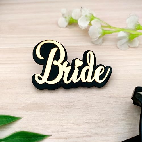 Yey Bride to Be 7 Pcs Combo Set - Bride to Be Sash + Stylish and Squad Acrylic Badges for Bachelorette Party Decorations, Shower, to be Decorations (Black and Gold) - Image 2