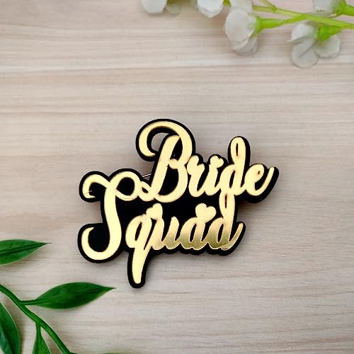 Yey Bride to Be 7 Pcs Combo Set - Bride to Be Sash + Stylish and Squad Acrylic Badges for Bachelorette Party Decorations, Shower, to be Decorations (Black and Gold) - Image 3