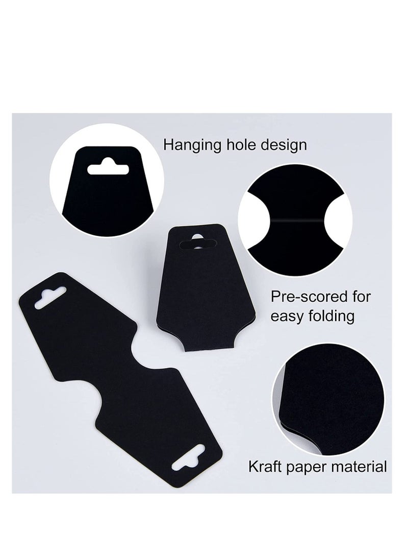 SYOSI Necklace Display Cards, Jewelry Display Cards, Bracelet Card Holder Blank Kraft Paper, Price Tags Hang Tags Card for Packaging Necklaces, Bracelets, Keychains, Hair Ties 200Pcs Black  - Image 3