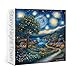 Larkipuzz Art Starry Night Painting Puzzles for Adults 1000 Pieces Challenging Van Gogh Plant Tree Landscape Jigsaw Puzzles Aesthetic Nature Floral Wildflower Moon Cabin Puzzle - Image 4