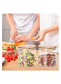 Mash Dabacc 4 Pack Glass Jars with Airtight Bamboo Lids, Glass Kitchen Canisters Clear Container for Food Storage of Dry Goods, Cookie, Candy, Spices, Coffee Beans and More, 18.6 OZ  - Image 3