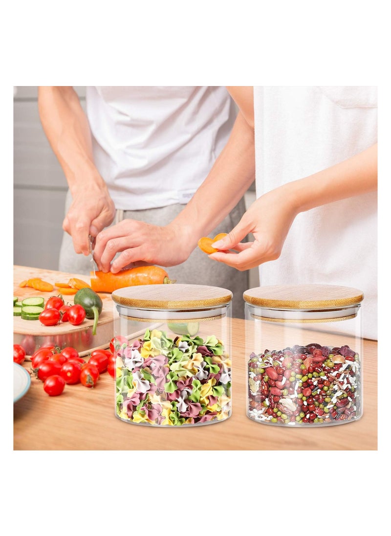 Mash - Dabacc 4 Pack Glass Jars with Airtight Bamboo Lids, Glass Kitchen Canisters Clear Container for Food Storage of Dry Goods, Cookie, Candy, Spices, Coffee Beans and More, 18.6 OZ - Image 1
