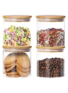 Mash Dabacc 4 Pack Glass Jars with Airtight Bamboo Lids, Glass Kitchen Canisters Clear Container for Food Storage of Dry Goods, Cookie, Candy, Spices, Coffee Beans and More, 18.6 OZ  - Image 2