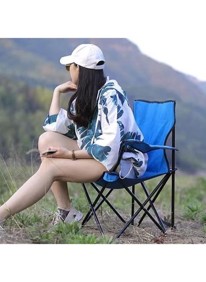 Executive LLC Beach Chair Stable Balance Comfortable Sitting Foldable Camping Chair for Adults for Vacations(Blue) For Adult  - Image 2