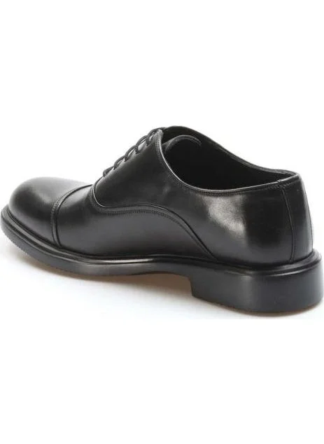 فاست ستيب Men's Genuine Leather Eva Sole Comfortable Casual Lace-Up Classic Shoes Black 630ma302