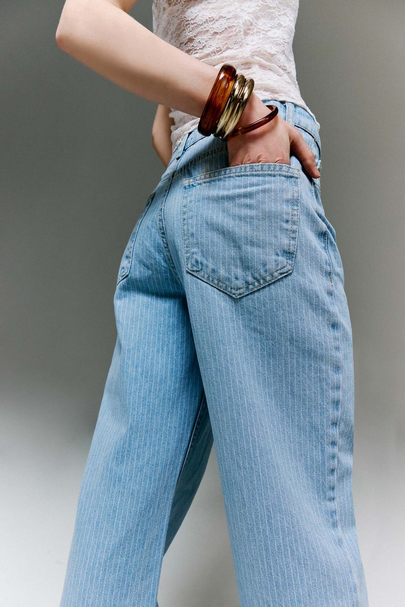 DeFacto Blue Woman Straight Wide High Waist Long Jeans Casual - Image 4