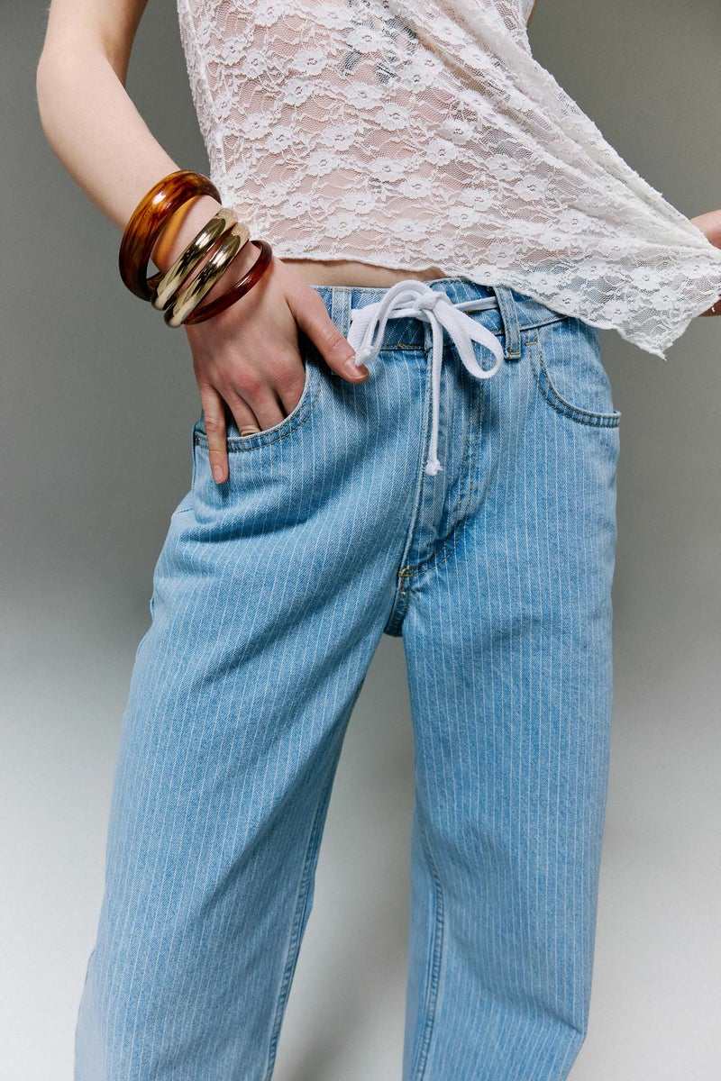 DeFacto Blue Woman Straight Wide High Waist Long Jeans Casual - Image 3