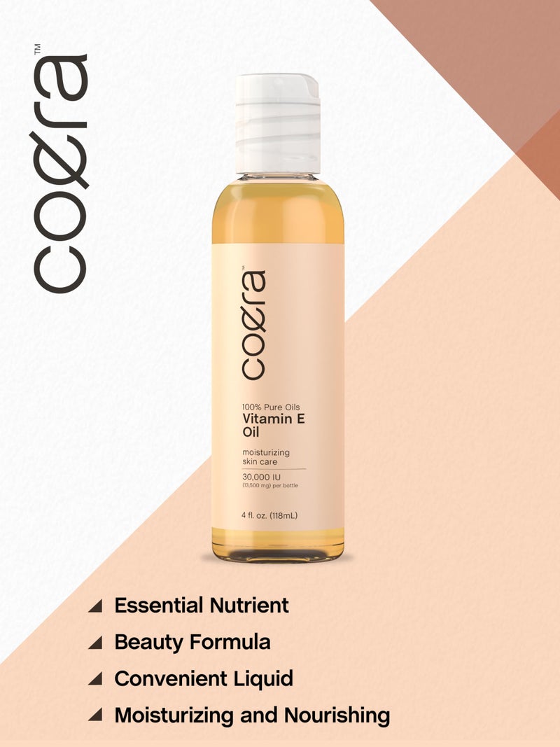 Coera Vitamin E Oil | 100% Pure 30,000 IU | 4 fl oz | For Face, Skin, Hair, and Body | Free of Parabens, SLS, & Fragrances - Image 1