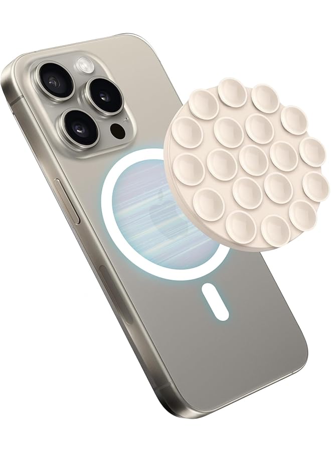 Green Tiger Magnetic Suction Cup Phone Mount, Silicone Suction Phone Case Stand for iPhone 15/14/13/12 Series, Mirror Shower Phone Holder, for TikTok Videos and Selfies, with Magnetic Patch (white) - Image 1